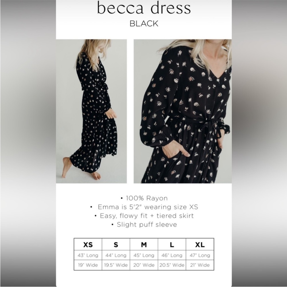 Carly Jean Los Angeles Becca Black Floral Dress